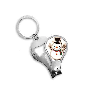 Imagem de Chaveiro abridor de cortador de unhas com desenho de boneco de neve de Natal