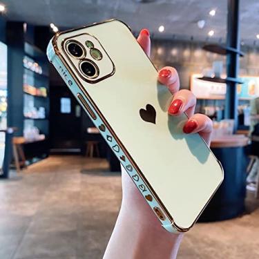 Imagem de Capa de padrão de coração banhado a ouro de luxo para iPhone 11 12 13 Pro Max 12 Mini X Xs Xr 7 8 Plus Capa de Silicone 6D à prova de choque, verde, para iphone 8