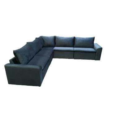 Imagem de Sofa de Canto com Pillow Riviera Veludo Azul Lux 2,80x2,80 rec estofados