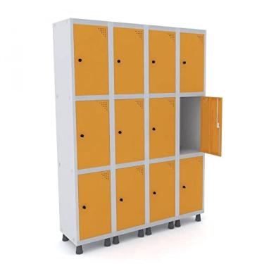 Imagem de Armário Multiuso 12 Portas Aço Grp 504/12 Pandin Móveis Cinza/laranja Picasso