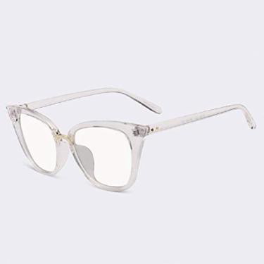 Imagem de Óculos Aofly AF2537 marca de design feminino simples óculos óculos de olho de gato quadro lente clara óculos de óculos óculos de óculos de moda af2537 (Transparente)
