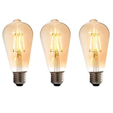 Imagem de Combo Kit com 3 Lâmpada Luminária Filamento de LED ST64 4W 14cm 2300K