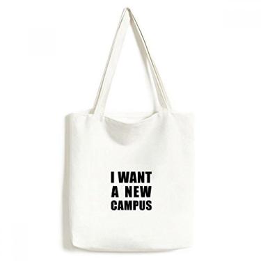 Imagem de Bolsa de lona I Want A New Campus sacola de compras casual bolsa de mão