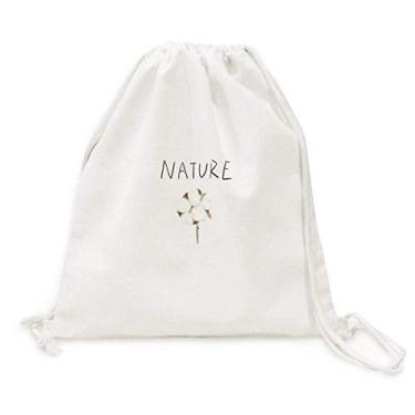 Imagem de Mochila com estampa de plantas floridas Soloisland de lona com cordão para compras