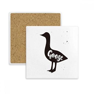 Imagem de Porta-copos de ganso preto e branco animal quadrado tapete para caneca subplaca suporte isolante pedra