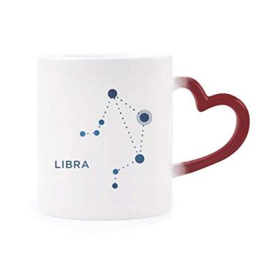 Imagem de Caneca sensível ao calor do zodíaco Libra com símbolo de constelação vermelha que muda de cor