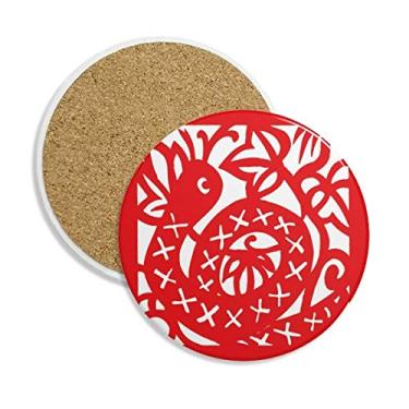 Imagem de Caneca de cobra de animal do zodíaco da China com corte de papel, pedra absorvente de proteção de mesa