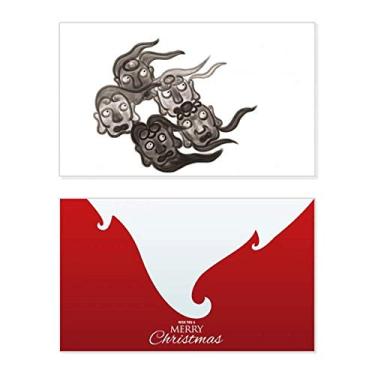 Imagem de Estilo de tinta chinesa Cinco Goblins Holiday Holiday Merry Christmas Congrats Card Christmas Letter Message
