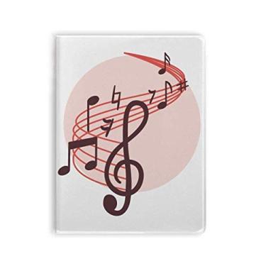 Imagem de Caderno de notas musicais em formato redondo vermelho com capa macia para diário