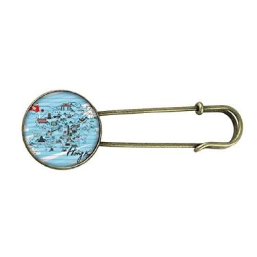 Imagem de Mapa local de Hong Kong, Art Deco, presente, moderno, retrô, broche de metal