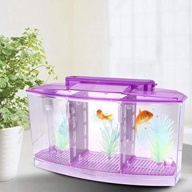 Imagem de Aquário de peixes, tanque de peixe cultivado, mesa transparente com isolamento de três zonas ajustável para peixes pequenos para betta (roxo)