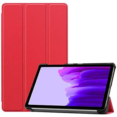 Imagem de FTRONGRT Capa para tablet Samsung Galaxy Tab A7 Lite, capa ultrafina e leve com suporte inteligente e capa de couro de poliuretano de qualidade premium para tablet Samsung Galaxy Tab A7 Lite – Vermelho