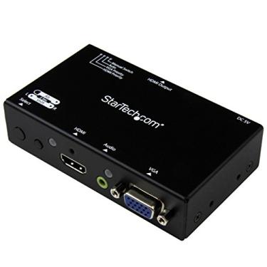 Imagem de StarTech.com 2x1 VGA + HDMI para HDMI Switch/caixa seletora - comutador automático de entrada de vídeo 1080p - 2 computadores em 1 saída de monitor, TAA (VS221VGA2HD)