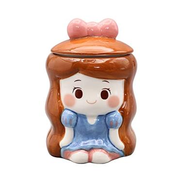 Imagem de Caneca de princesa com tampa 3D xícara de café de cerâmica xícara de chá lua presente escritório casa (marrom princesa, 350 ml)