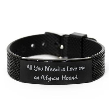 Imagem de Cachorro afegão sarcasmo, All You Need is Love and an Afghan Hound, Bracelete de malha de tubarão preto com cachorro de gafegão da Friends