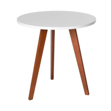 Imagem de Mesa Lateral Redonda Alta Tóquio Branca e Castanho