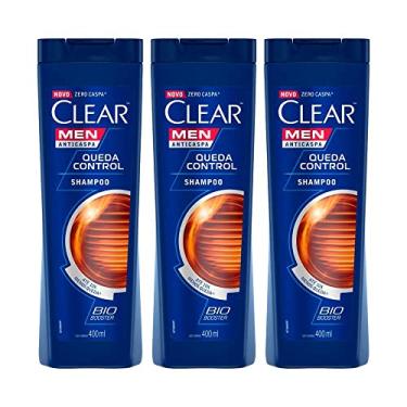 Imagem de Kit 3 Shampoos Anticaspa Clear Men Queda Control 400ml
