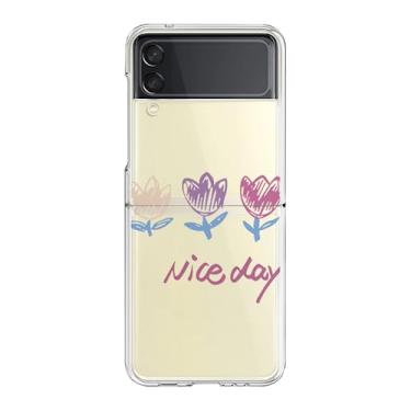 Imagem de Para Samsung Galaxy Z Flip 3 Z Flip 4 Z Flip3 Flip4 Flip 4 3 5G Estojo Transparent Flower Hard PC Case, Z6, para Z Flip 3 (5G)