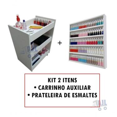 Imagem de Auxiliar Carrinho Porta Esmalte + Prateleira Expositora - Ajb