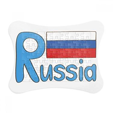 Imagem de Moldura de quebra-cabeça com estampa azul da bandeira nacional da Rússia para decoração de imagem