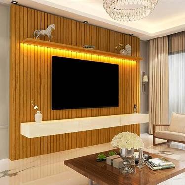 Imagem de Home Ripado Para Tv 85 Polegadas Com Led 230x217 Nobre Gelius Naturale/off White