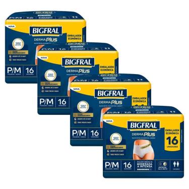 Imagem de Kit 4 Roupas Íntima Bigfral Pants Derma Plus P/M com 16un cada