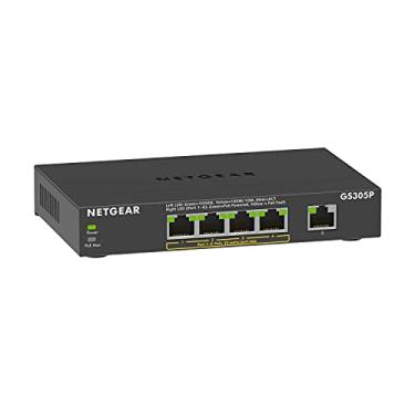 Imagem de NETGEAR Switch PoE de 5 portas Gigabit Ethernet não gerenciado (GS305P) - com 4 x PoE+ @ 63W, suporte de mesa ou parede