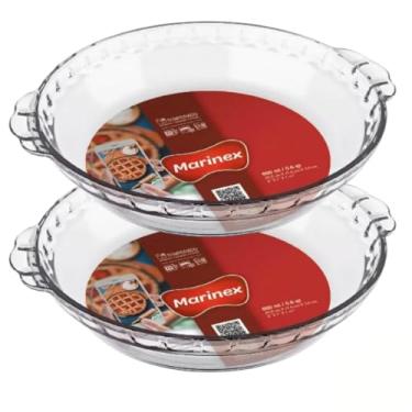 Imagem de Kit 2 Forma Filetada 600ML Marinex Vidro Redonda Assadeira