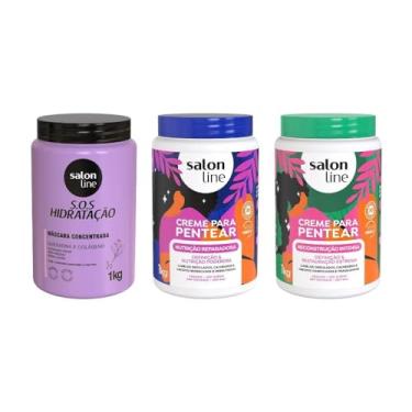 Imagem de Salon Line, Kit com 2 Cremes de Pentear + Máscara de Hidratação Bio-Reconstrução, Somente a Máscara Não é Vegana - Para Todos os Tipos de Cabelos, 1 kg