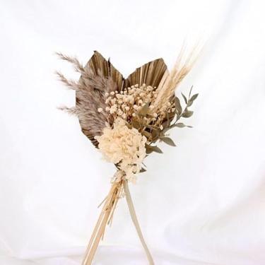 Imagem de Estilo boêmio casamento decoração de casa leque de taboa folhas de girassol folhas de palmeira materiais de arranjo de flores diy flores secas fornecimento transfronteiriço marrom dourado