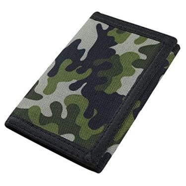 Imagem de Carteira de lona com bloqueio de RFID para homens e mulheres – Carteiras camufladas para esportes ao ar livre com adesivo mágico para crianças adolescentes, Camuflagem verde, Casual
