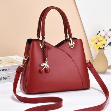 Imagem de Bolsa de couro retro e bolsas de luxo bolsas femininas designer marca ombro crossbody sacos para mulher, vermelho