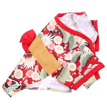Imagem de BESPORTBLE 3 Pecas roupas para animais de estimação quimono floral quimono de gato roupa para cachorros natal roupa pet vestidos roupas engraçadas para cães roupas de cachorro de pelúcia