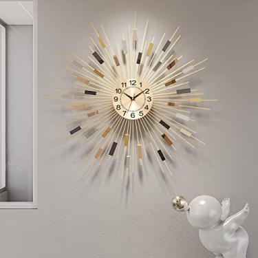 Imagem de Relógio de parede grande Starburst para sala de estar moderno relógios de parede dourados quartzo silencioso sem tique-taque para cozinha, escritório, banheiro, quarto (60 cm)