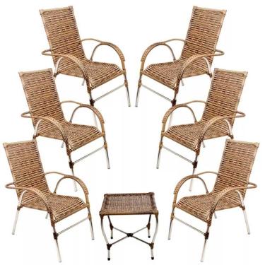 Imagem de Jogo 6 Cadeiras E Mesa Para Varanda Vênus  Capuccino