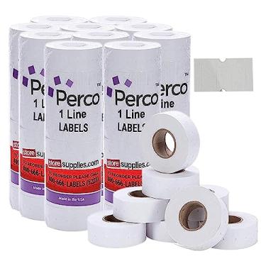 Imagem de Perco 1 linha de etiquetas brancas adesivas para freezer – 10 mangas, 80.000 etiquetas de preço em branco para armas Perco 1 linha de preço e data
