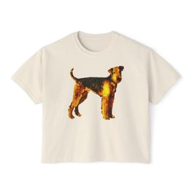 Imagem de Airedale Terrier Camiseta feminina grande, Marfim, GG Plus Size