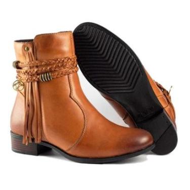 Imagem de Bota Feminina Blogueirinha Couro com Detalhes Exclusivos Elegante Versátil Confort Flex-Feminino