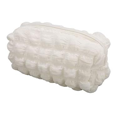 Imagem de Bolsa de Maquiagem Com Zíper de Grande Capacidade, Bolsa de Higiene Pessoal Macia para Viagem Com Material de Malha e Veludo, Adequada para Batom Escova