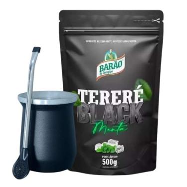 Imagem de Barão de Cotegipe, Kit 1 Erva Mate Terere Black Menta Barão 500g Cuia e Bomba