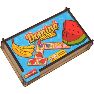 Imagem de Brinquedo Jogo Dominó Divertido Frutas MDF 28 Peças