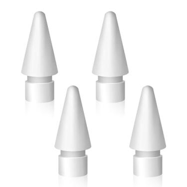 Imagem de Midhaad Pontas de substituição para Apple Pencil de 1ª e 2ª geração, sem desgaste, ponta fina, controle preciso, caneta Stylus para iPad Pro/Air/Mini, branca, pacote com 4