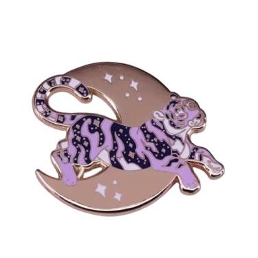 Imagem de Crachá esmaltado de 4 cm e estrelas, céu noturno, galáxia, celestial, tigre e lua, 1.6 Inches, Esmalte, Esmalte