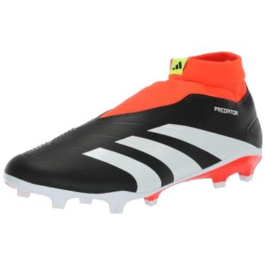 Imagem de adidas Tênis unissex 24 League sem cadarço firme, Preto/Branco/Vermelho Solar (Renda Elástica), 41 BR