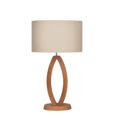 Imagem de Abajur Tradicional Imbuia C/Cúpula Tecido Bege 40X60CM Ref.436 IMB.TC.BG - Ar Iluminação Ar Iluminação