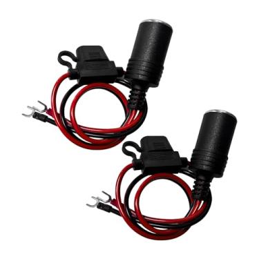Imagem de Suvnie 2 peças de tomada de isqueiro fêmea de carro, 1,6 pés 16AWG cabo de extensão de plugue de isqueiro resistente com terminal tipo Y, adaptador de alimentação de carregador de carro de 12V/24V com
