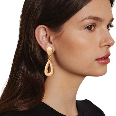 Imagem de Brincos de Pressão Gota Dourado Mulheres Festas Fashion