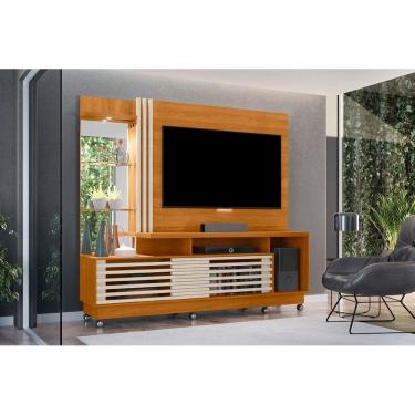 Imagem de Painel Frizz Plus para TV de até 60 polegadas (COM RODÍZIOS) - Cinamomo / Off White - Madetec