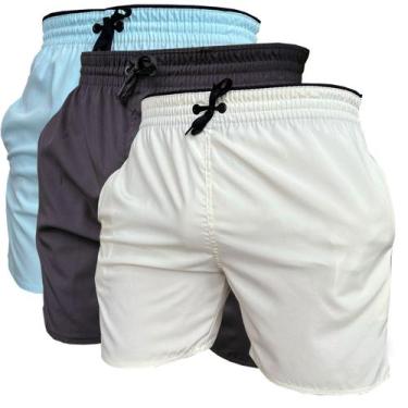 Imagem de Kit 3 Short De Elastano Dry Fit Bermuda De Praia Piscina E Academia -