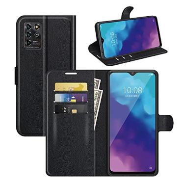 Imagem de Capa para ZTE Blade V30 Vita, capa ZTE V2022, couro PU com suporte para cartão de crédito, carteira fina com suporte, capa protetora para ZTE Blade V30 Vita/ZTE V2022 (preta)